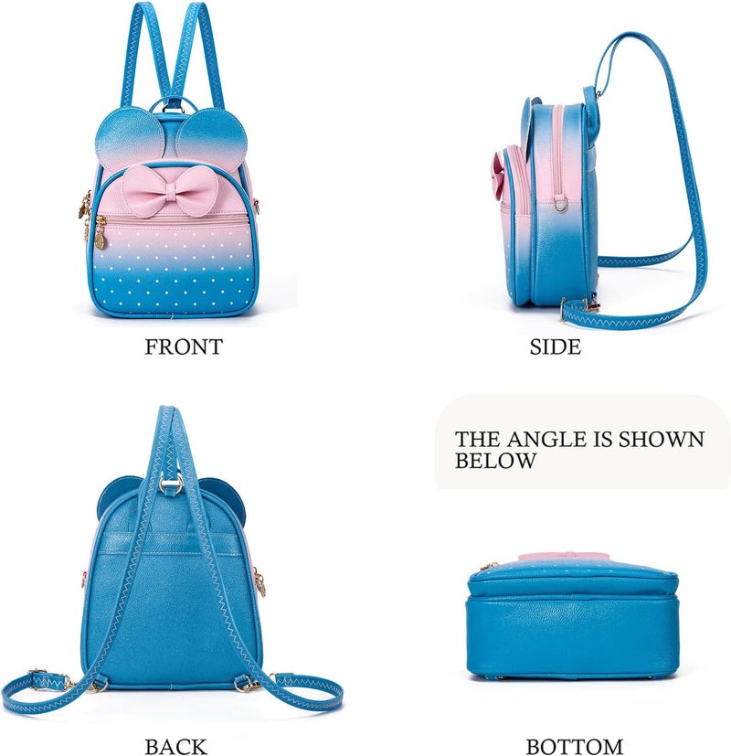 KL928 Girls Mini Backpack Bowknot Polka Dot Cute Small Daypacks Convertible Shoulder Bag Purse for Women - Image 5